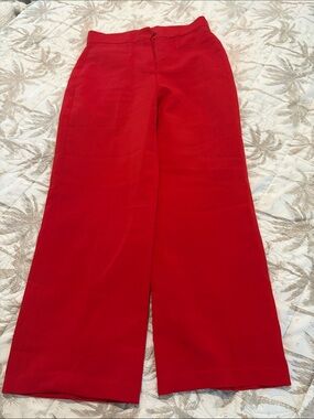 Red Straight-Leg Women's Pants